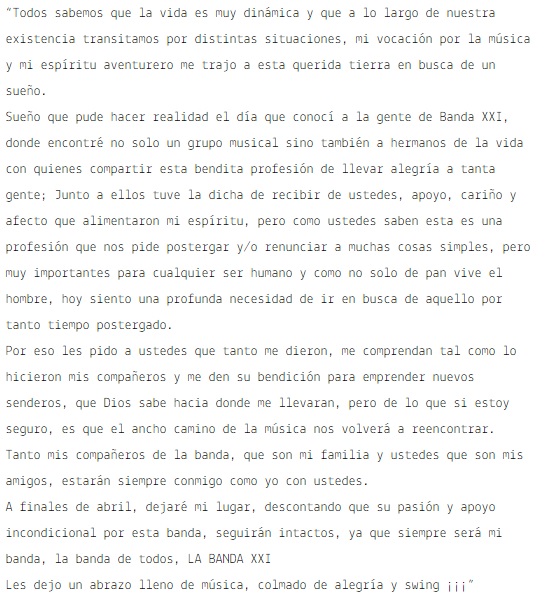 COMUNICADO BANDA XXI CAPTURA