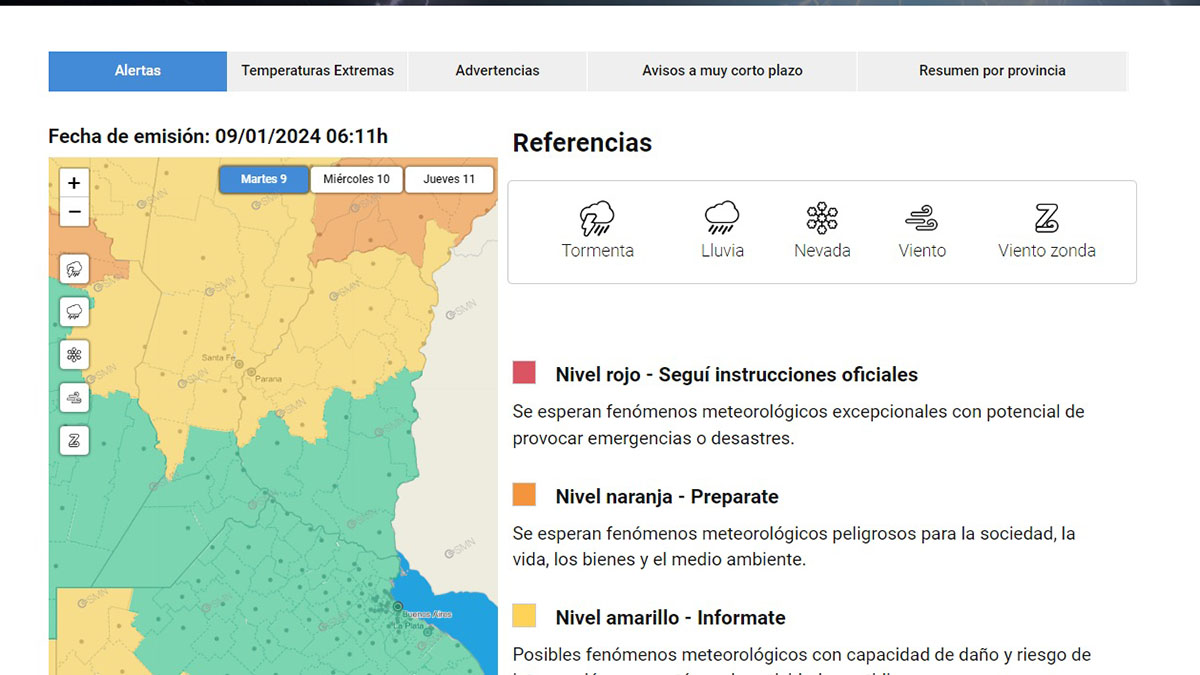 alerta tormenta la paz