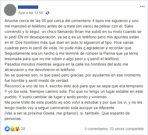 amenaza inquietante gisela santa elena captura