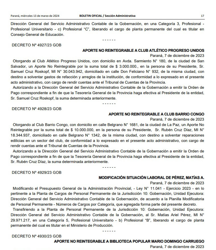 decreto club congo aporte