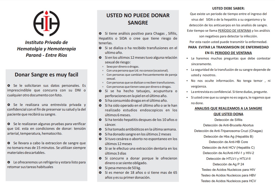 informacion util donacion de sangre parana 1