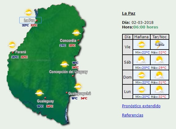 mapa y tiempo La Paz