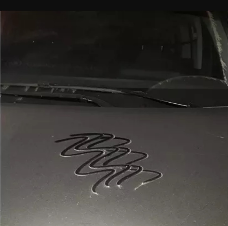 polvillo en el capot del auto