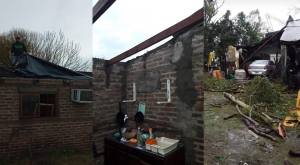 Un fuerte temporal azotó a San Gustavo: hubo voladuras de techos y el municipio asiste a familias afectadas